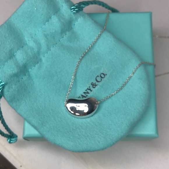 TIFFANY & Co Elsa PERETTI Sterling Silver Medium Bean Necklace FULL INCLUSION - Picture 9 of 11